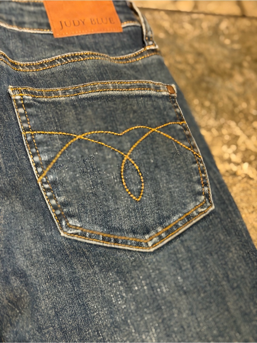 Judy Blue Indigo Flare Jeans with Decorative Stitching 0013 - Picture 7 of 14
